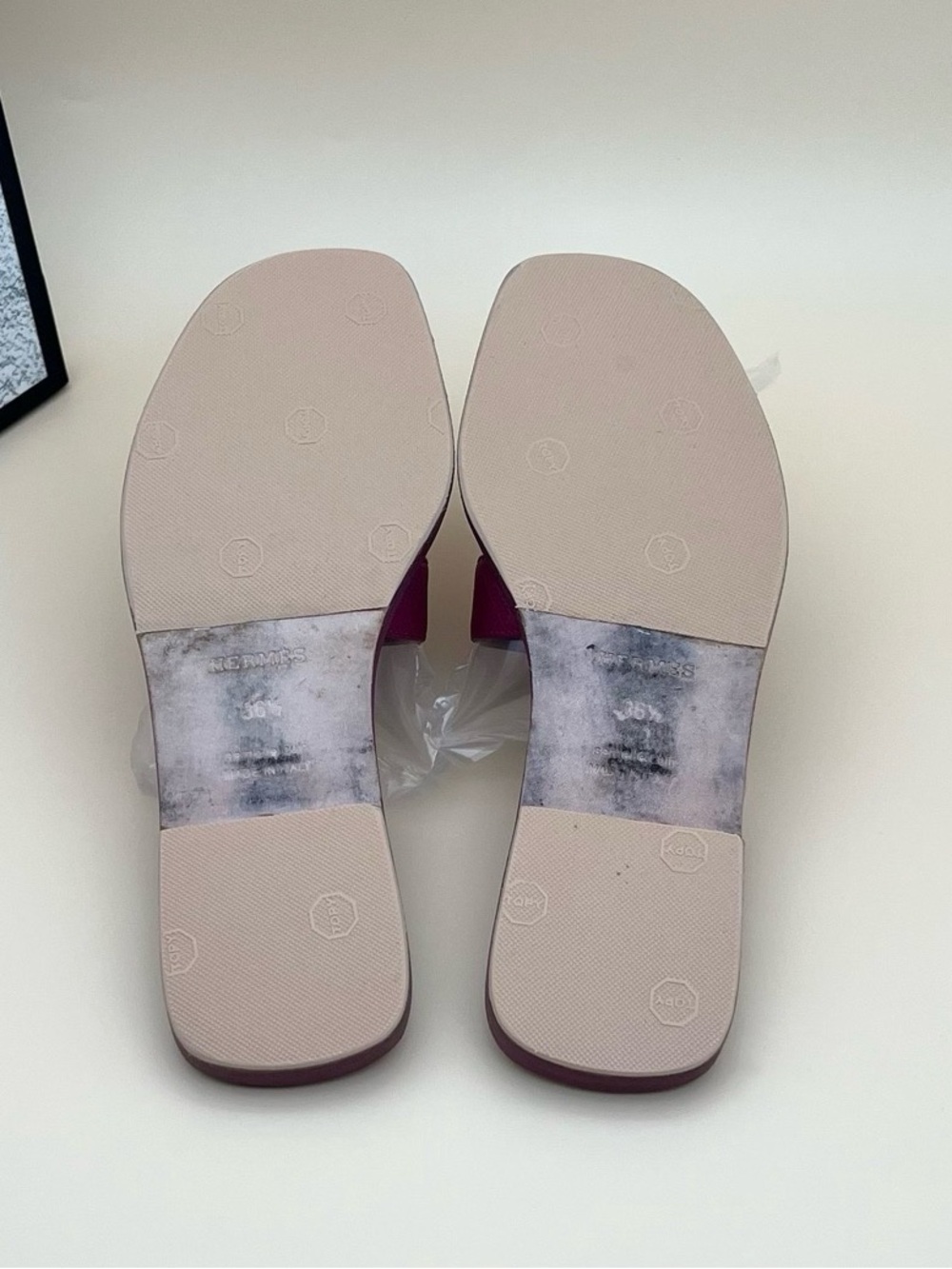 Hermes Plum Leather Slide Sandals - Picture 5 of 6